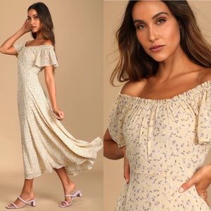 Lulu's Dreams of Romance Floral Print Off Shoulder Maxi Dress